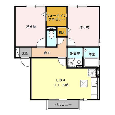 セジュール善B(2LDK/1階)の間取り写真