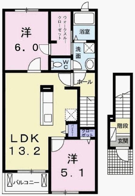 サンライズ(2LDK/2階)の間取り写真