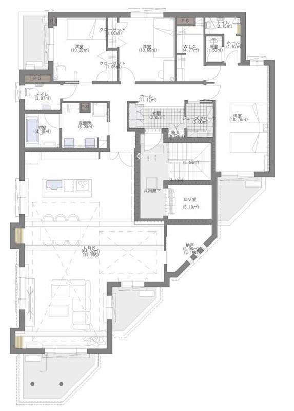 GRACE EARTH薬院(3LDK/4階)の間取り写真