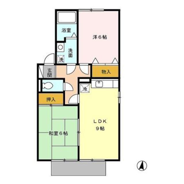 クレスト弐番館B(2LDK/1階)の間取り写真