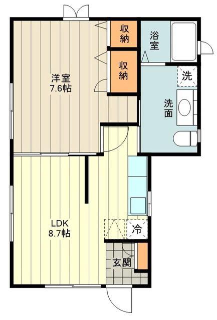 Tハウス(1LDK/1階)の間取り写真