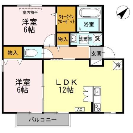 セジュールアルファーC棟(2LDK/2階)の間取り写真