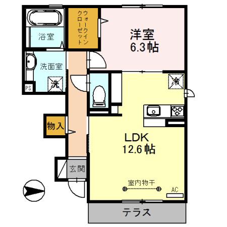 ルアーナ(1LDK/1階)の間取り写真