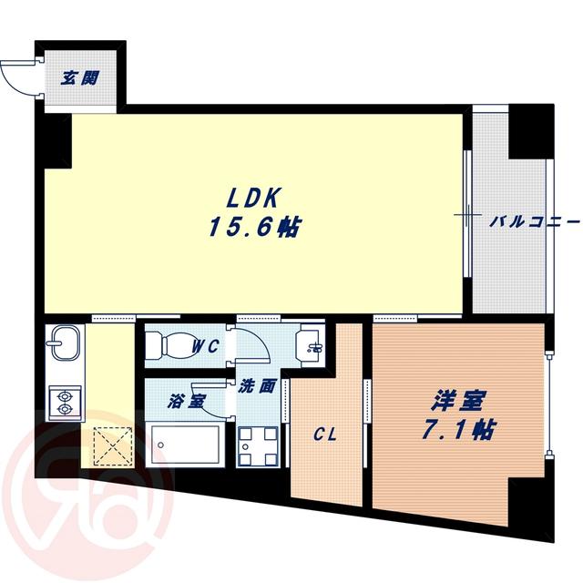 レキシントン・スクエア新町(1LDK/6階)の間取り写真