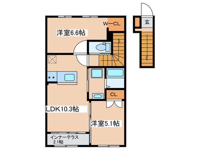 クレサンテーム(2LDK/2階)の間取り写真