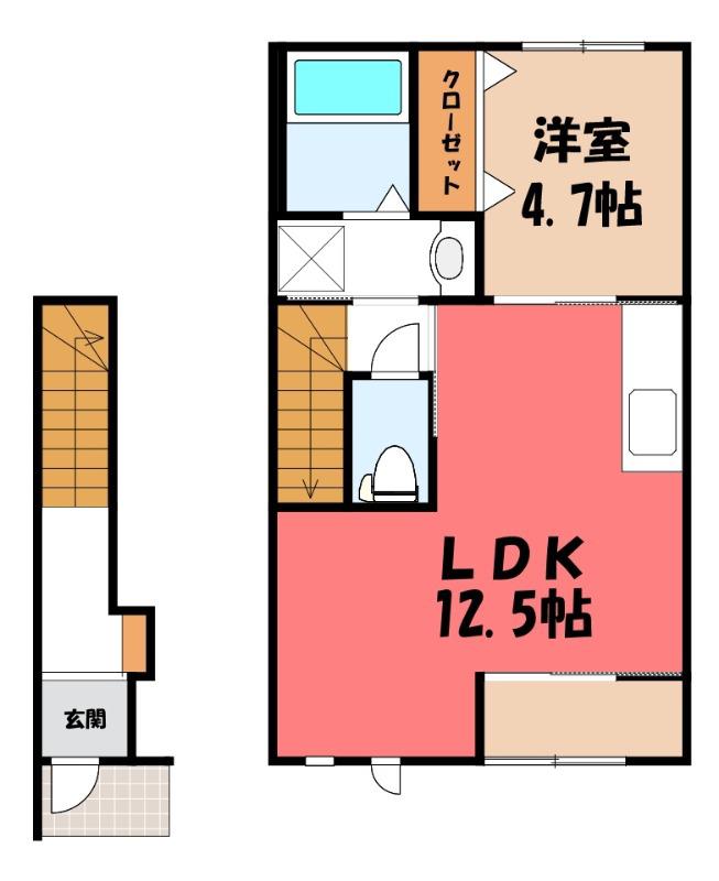 KURE HOUSE(1LDK/2階)の間取り写真