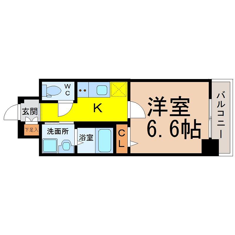 第18金山フクマルビル(1K/8階)の間取り写真