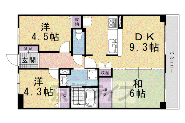 ライオンズマンション淀リバーサイド 1011(3LDK/10階)の間取り写真
