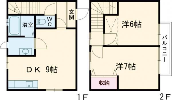 リバティII(2DK/1階)の間取り写真
