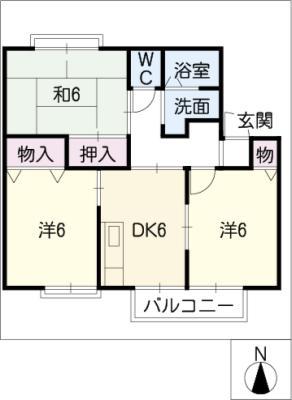 エクセルタウン手嶋III(3DK/2階)の間取り写真