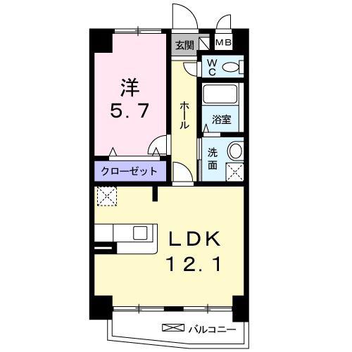 アルカンシエル(1LDK/4階)の間取り写真