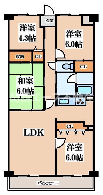 レジェーロ永和(4LDK/1階)の間取り写真