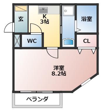 アレッタ長洲(1K/1階)の間取り写真