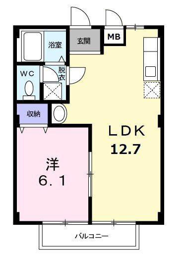 NEWCITYビスティア(1LDK/2階)の間取り写真