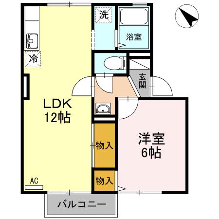 ルミエール・ハシハマ(1LDK/1階)の間取り写真