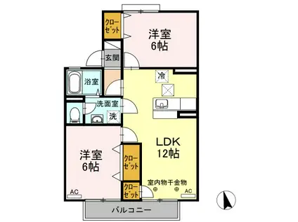 セジュール小松 II棟(2LDK/1階)の間取り写真