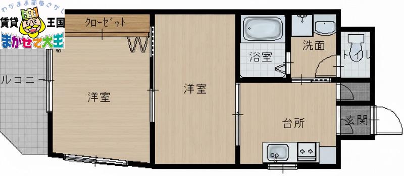 スカイコート西山(2K/7階)の間取り写真