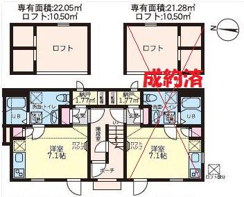 PRIMA LA PANB棟(ワンルーム/2階)の間取り写真