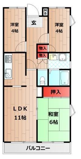 カサベルデ(3LDK/3階)の間取り写真