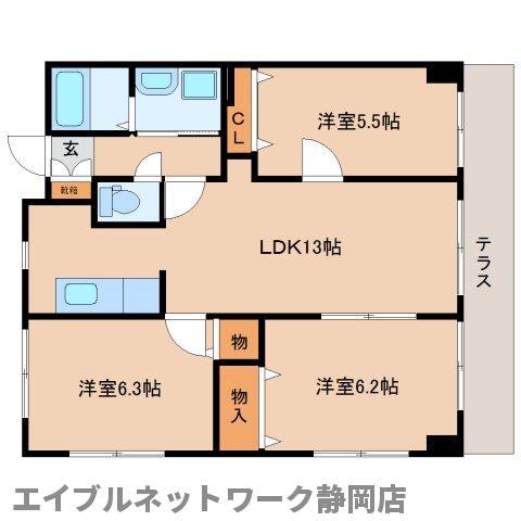 シャトー グランデ(3LDK/1階)の間取り写真