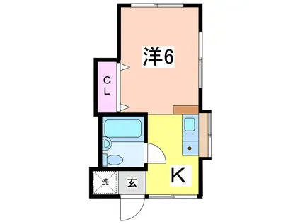 コーポユミコ(1K/2階)の間取り写真