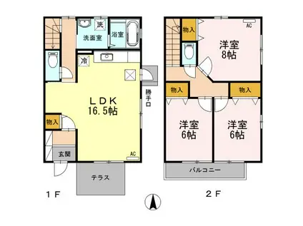 サニータウン・IABCD(3LDK/2階)の間取り写真