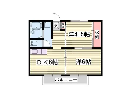 美乃利I(2DK/2階)の間取り写真