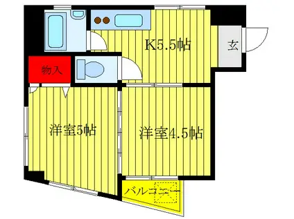 メゾン藤掛(2K/4階)の間取り写真