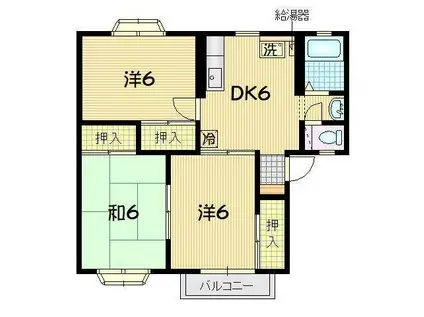 モンブランB(3DK/1階)の間取り写真