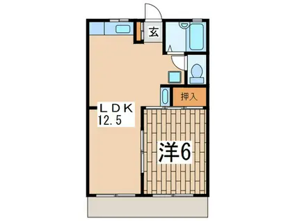 ロイヤルハイム吉原(1LDK/1階)の間取り写真