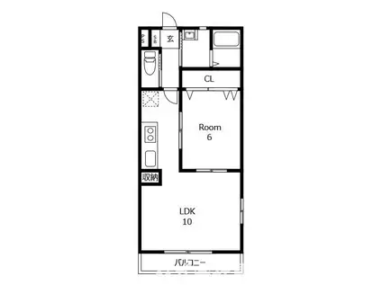 グランドハイツ矢三(1LDK/2階)の間取り写真