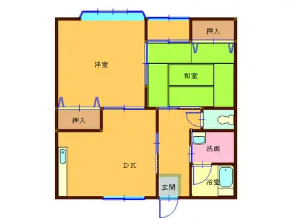 ハイムリバーファイブ102(2DK/1階)の間取り写真