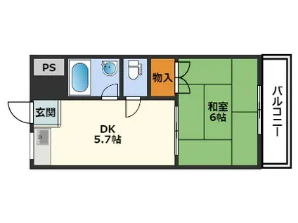 ハイツ田中(1DK/3階)の間取り写真