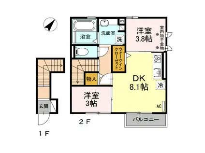 日吉ハイツII(2DK/2階)の間取り写真