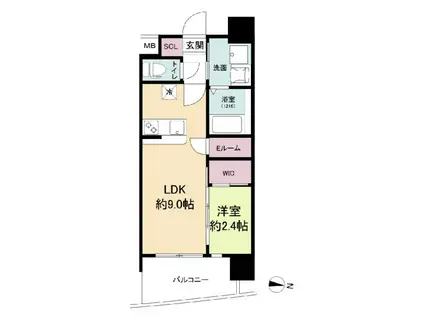 セレニテ天六リアン(1LDK/9階)の間取り写真