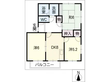 セントラルシャトー松本A棟(3DK/2階)の間取り写真