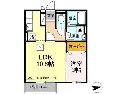 TAKAO(1LDK/1階)の間取り写真
