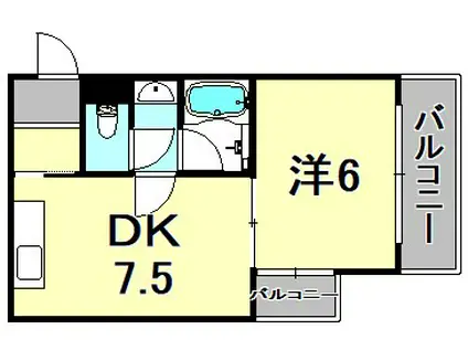 有峰ハイツ(1DK/3階)の間取り写真