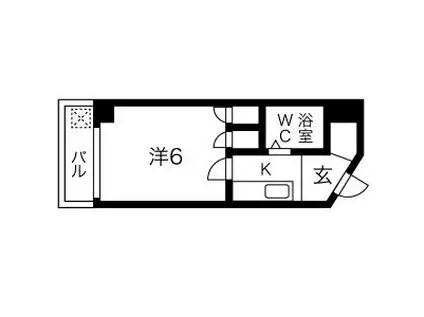 ルエメゾンロワール六本松(1K/2階)の間取り写真