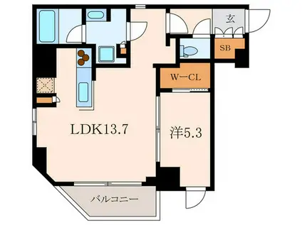 レジディア白金高輪(1LDK/8階)の間取り写真