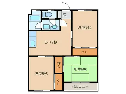 麦野第一ビル(3DK/4階)の間取り写真