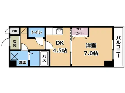 SAWARABI ヨツバ(1DK/6階)の間取り写真