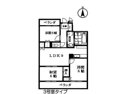 第2荒井プレイス(3LDK/9階)の間取り写真