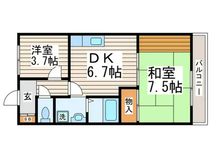 桜台コウ・ベルエール(2DK/1階)の間取り写真