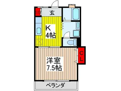 リスボン(1K/2階)の間取り写真