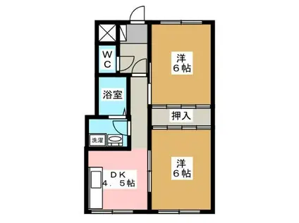 コーポニシムラ 1号棟(2DK/2階)の間取り写真