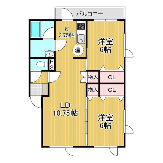 KNKハウス(2LDK/2階)の間取り写真