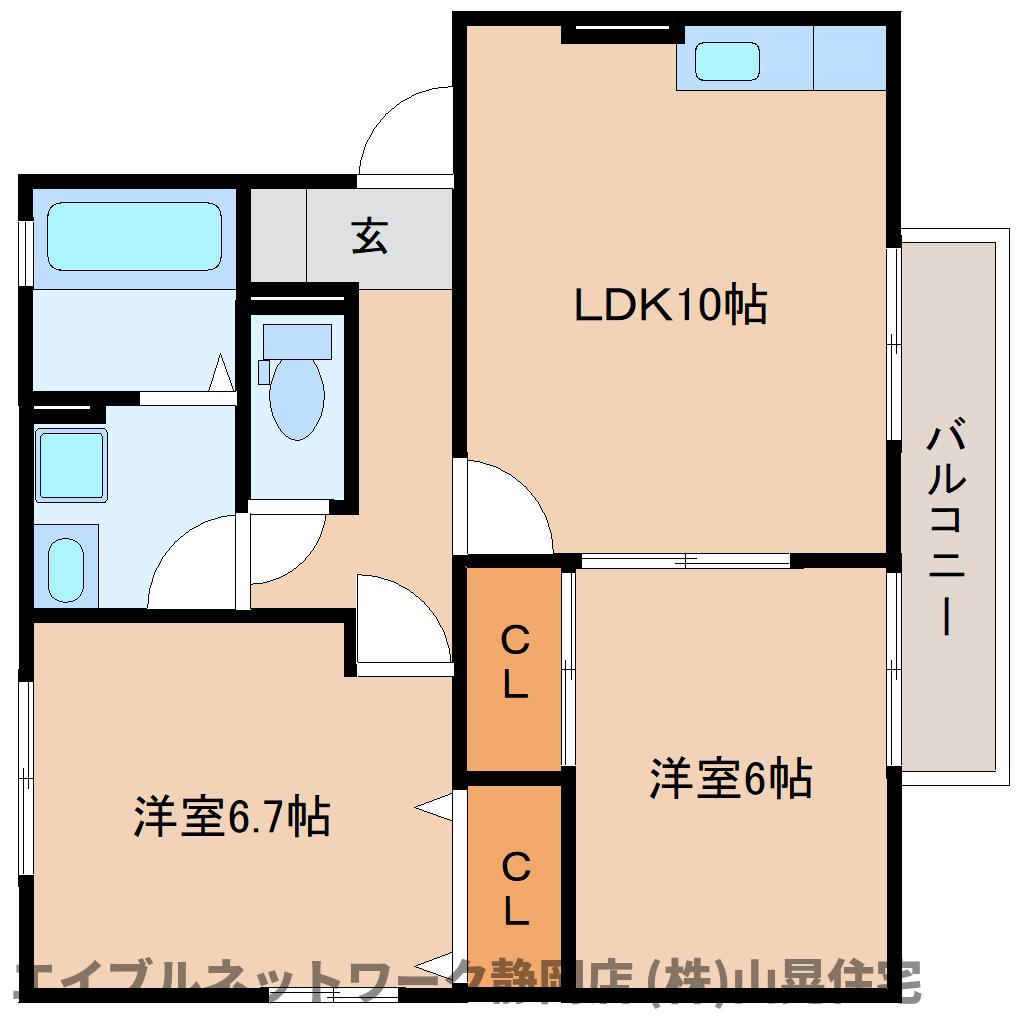 シャルムⅡ A(2LDK/2階)の間取り写真