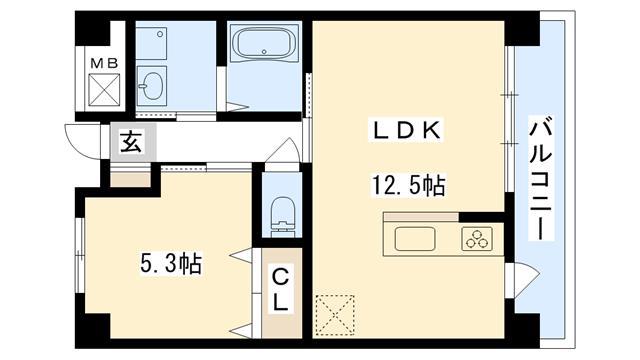 ラフィネ清水(1LDK/4階)の間取り写真