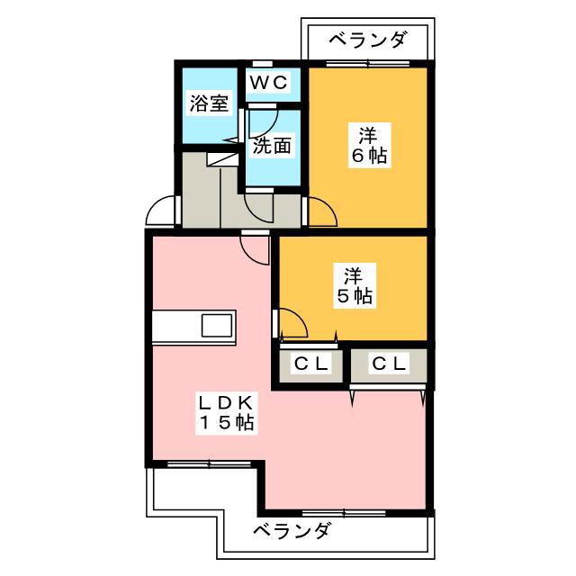 マンションストークV(2LDK/3階)の間取り写真